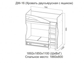 ДМ-16 Кровать двухъярусная с ящиком в Аше - asha.magazin-mebel74.ru | фото