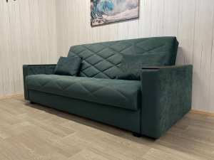 Диван Престиж-15 НПБ+МДФ, велюр Sensey bottle green в Аше - asha.magazin-mebel74.ru | фото