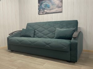 Диван Престиж-16 НПБ+МДФ, велюр Sensey bottle green в Аше - asha.magazin-mebel74.ru | фото