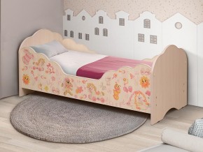 Кровать детская с бортом Малышка №4 600*1400 дуб млечный в Аше - asha.magazin-mebel74.ru | фото