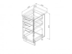 Н3Я 40 Модуль нижний Без Столешницы 3 ящика МН3Я 40 в Аше - asha.magazin-mebel74.ru | фото