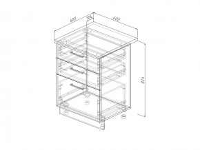 Н3Я 60 Модуль нижний Без Столешницы 3 ящика МН3Я 60 в Аше - asha.magazin-mebel74.ru | фото