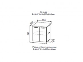 Шкаф нижний ДС600 с полкой (2 дв) в Аше - asha.magazin-mebel74.ru | фото