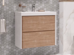 Тумба с раковиной Gesso 70 подвесная белый/дерево в Аше - asha.magazin-mebel74.ru | фото