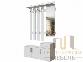 Вешалка с зеркалом 1,0 м №3 Ясень Анкор светлый в Аше - asha.magazin-mebel74.ru | фото